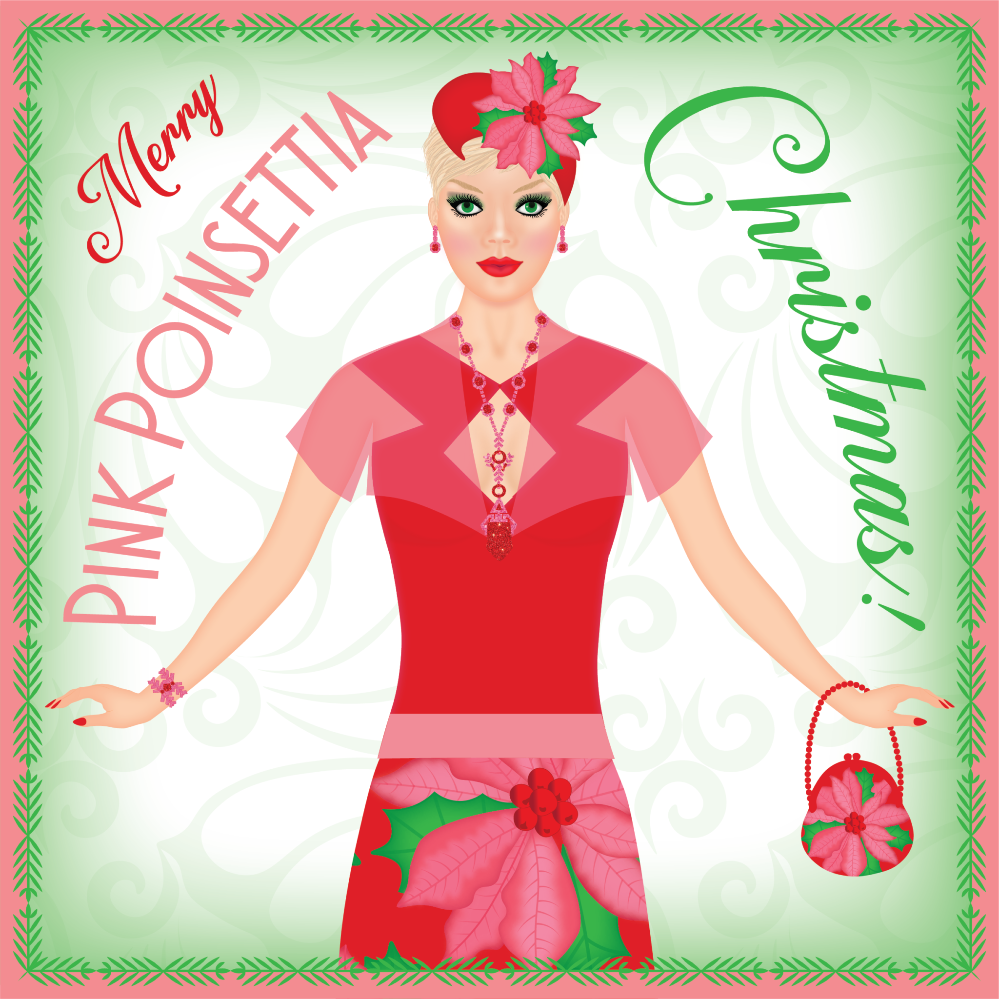 Pink Poinsettia Christmas